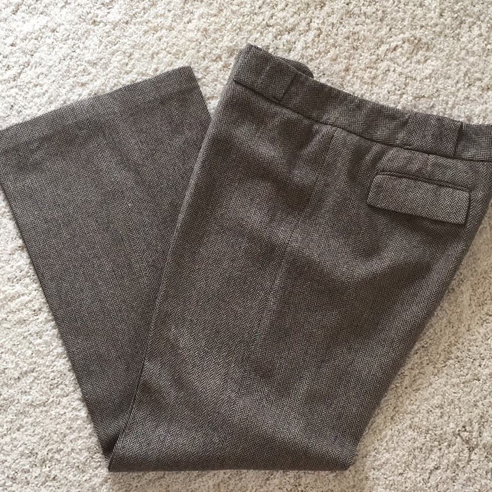 Brown herringbone wool trouser dress pant/slacks